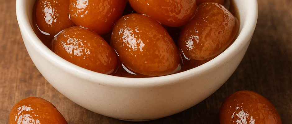 Dulce de ciricote en almíbar, parte de la gastronomía campechana y del recetario De la Fruta al Confite. Receta tradicional compartida por José Domingo Berzunza Espínola (Pepe Berzunza), promoviendo la identidad cultural y las recetas típicas de Campeche.