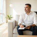 Pepe Berzunza de pie en una sala escandinava luminosa, con mirada reflexiva e inspiradora, simbolizando liderazgo, ética y aprendizaje del servicio público.