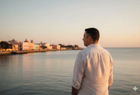 Pepe Berzunza contemplando el atardecer tranquilo y reflexionando sobre la presunción de inocencia