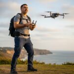 Pepe Berzunza volando un dron en paisaje, como ejemplo de los trabajos del futuro