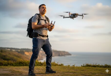 Pepe Berzunza volando un dron en paisaje, como ejemplo de los trabajos del futuro