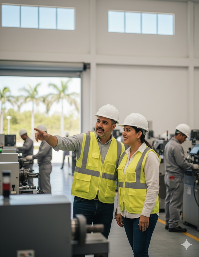 Imagen ilustrativa de un parque industrial moderno en el Valle de Sula, representando el complejo Green Valley de Honduras, un ejemplo destacado de política industrial orientada a la exportación y desarrollo productivo en Centroamérica.