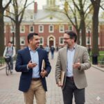 Pepe Berzunza en la Harvard Kennedy School conversando con el profesor Matt Andrews sobre la implementación de políticas públicas y la construcción de capacidades estatales a través del enfoque PDIA.