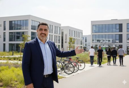 “Pepe Berzunza durante su visita oficial al Tecnópolo de La Rochelle en 2019, en el marco de la cooperación México–Francia.”