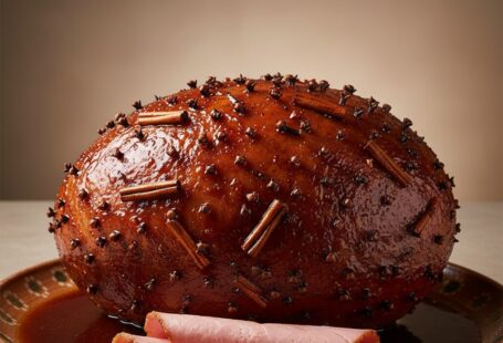 Jamón claveteado campechano tradicional, glaseado con azúcar caramelizada y jerez, claveteado con clavos de olor y canela, preparado según la receta de Campeche a través de su sazón de Lolina Echeverría Lanz.